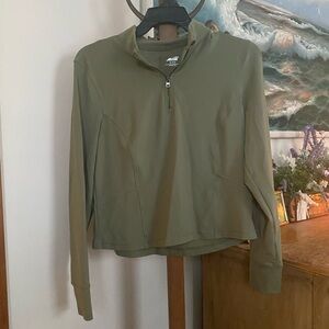 Olive Green Half-Zip spandex workout top